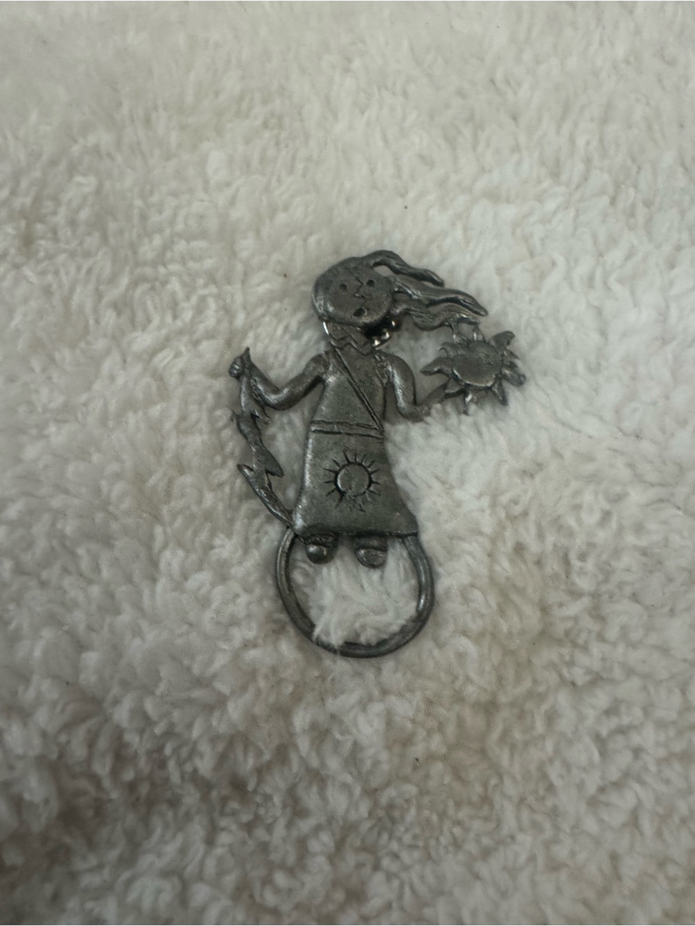 H. Adams Pewter Pin Mother Nature Lightning Sun Wind
